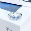 Anel Aberto Exquisito Super Brilhante de Zircônia Doce e Luxuoso Estilo Ins Nicho High-End Anel de Pedras Preciosas Coloridas para Empilhar para Mulheres