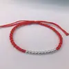 Pulsera Completa de Plata de Ley 990 Hilo de Plata Cuentas de Transferencia para Hombres y Mujeres Este Año de Vida Hilo de Mano Hilo Rojo de Mano