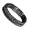 Pulsera para hombre europea y americana de Amazon, pulsera de acero inoxidable tejida de doble fila con quilla reversible y cierre magnético, joyería de acero de titanio