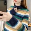 Outono e Inverno 2025 Novo Estilo Suéter Básico Feminino Solto Versátil Tricô Grosso de Ponto Trançado Suéter Tendência de Gola Alta Parcial para Mulheres