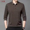Produto popular de transmissão ao vivo: Camisa Polo masculina de outono e inverno, moda casual de negócios, top base T-shirt de manga comprida com gola para homens de meia-idade