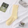 Calcetines de Maternidad Lisos Sin Costuras para Mujer, Calcetines de Algodón a Media Pantorrilla, Estilo Básico Primavera y Verano, Calcetines Holgados Versátiles de Colores Dulces para Mujer