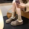 Pantuflas Baotou estilo Birkenstock, zapatos peludos, diseño de papa pequeña, estilo fácil de poner, nueva colección de invierno 2026, forro de felpa, zapatos de algodón cálidos para mujer