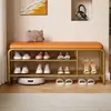 Banqueta Super Estreita 25CM de Largura para Trocar Sapatos Pai e Filho Estilo Creme para Entrada de Casa Sapateira Integrada