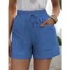 Pantalones Casuales de Lino Sueltos de Pierna Ancha de Cintura Alta de Color Sólido con Bolsillo, Novedad de Verano para Mujer, Transfronterizos Europeos y Americanos