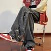 Calça jeans de marca da moda de rua alta masculina outono reta casual cortada calças de trabalho hiphop calças vintage americanas