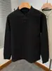 Camiseta de punto gofrado para hombre, sudadera casual de manga larga para otoño/invierno, color liso de moda, simple y versátil, top interior de corte holgado
