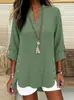 2026 Comercio Exterior Transfronterizo Europeo y Americano Ebay Amazon Moda Color Sólido Tendencia Camisa de Mujer Otoño Cuello en V Manga Media