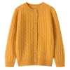 Cárdigan de punto de cachemira para niños, unisex, suéter grueso de punto trenzado con cierre de botones, nuevo estilo otoño/invierno, cuello redondo, prenda exterior de capa base