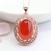 Colgante Huevo de Paloma de Ágata Roja Natural Guan Yu Calcedonia Collar Clavícula Joyería Transmisión en Vivo Dropshipping S2050508