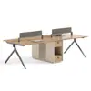Escritorio de oficina, estación de trabajo para personal, mesa y silla para 4 personas con pantallas, mobiliario de oficina para personal de oficina y personal de finanzas