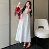 En stock talla grande Vestido de Verano para Mujeres Embarazadas Algodón Coreano Chaleco para Mujeres Embarazadas + Cárdigan Pequeño Conjunto de Dos Piezas para Mujeres Embarazadas
