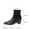 Botines Cuadrados Coreanos de 9 cm de Altura Elegantes y Delgados para Mujer 2026 Nuevos Botines con Cremallera Lateral de Tacón Alto Moda para el Trabajo
