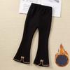 Pantalones acampanados de otoño e invierno para niñas, ropa exterior estilo western para bebé, leggings con forro polar, pantalones de moda versátiles estilo coreano para niños