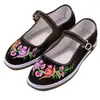 Zapatos de algodón hechos a mano estilo primavera y otoño con suela multicapa, bordados, estilo étnico retro colorido, cierre de hebilla para mujer, suela engrosada