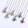 Cadena de Clavícula para Mujer S925 Plata de Ley Chapada en Platino Espiga Cadena de un Quilate Moissanita Collar Venta al por Mayor Estilo de Lujo