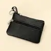 Billetera pequeña de color sólido de piel de vaca de capa superior, monedero portátil, mini ultra-delgada de cuero con cremallera, monedero para mujer, venta directa de fábrica