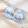 Guantes de dedo medio para niños otoño e invierno niños medio dedo cálidos lindos estudiantes de primaria escritura guantes de punto de doble propósito al por mayor