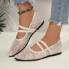 Zapatos planos cómodos en stock de Amazon 2026 otoño punta fina transfronterizos talla grande malla transpirable slip-on para mujer