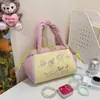 Bolsa de Maquiagem Portátil Fofa Estilo Ins com Blocos de Cor e Grande Capacidade, Bolsa de Armazenamento Divisória Pendurável, Bolsa de Maquiagem Portátil para Meninas