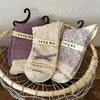 Calcetines Morados con Flores Jk para Mujer, Estilo Otoñal, Lindos Calcetines Blancos con Moño Blanco hasta la Pantorrilla, Dulces Calcetines de Encaje Retro
