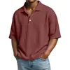 Primavera/Verão 2026 Site Independente Transfronteiriço Europeu e Americano Masculino Retrô Casual Waffle Fino Casual Camisa Polo de Manga Longa para Homem
