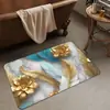 Alfombra de Baño Floral 3D de Lujo Ligero con Toque de Alta Gama, Felpudo Decorativo para el Hogar Antideslizante, Alfombrilla Absorbente para Pies de Baño