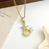 Colar Transfronteiriço Estilo Europeu e Americano Concha do Mar Cobre Banhado a Ouro Acessórios para Mulheres Design Simples Estilo de Feriado Corrente da Clavícula