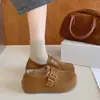 Zapatos de mujer tipo Birkenstock con retazos de gamuza retro, nuevos para primavera y otoño 2026, zapatos versátiles de suela blanda con aumento interno de altura y diseño de corte profundo