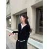 Pusumed Suéter de Punto de Dos Piezas Falsas con Diseño de Rollo de Color Simple para Mujer Capa Interior Capa Exterior Bloque de Color Manga Larga