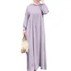 En Stock Transfronterizo Color Sólido Talla Grande Manga Larga Holgado Suéter Vestido Largo Casual Venta al por Mayor de Fábrica