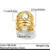 Anillo Transfronterizo Europeo y Americano de Acero de Titanio Piedra Natural Estilo Nicho de Alta Gama Acero Inoxidable Abierto Ajustable Anillo de Dedo Resistente al Desgaste Joyería de Mano al por Mayor