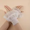 Nuevo Estilo Malla Acampanada Puños Plisados Mangas de Encaje de Malla para Mujer Estilo Coreano y Japonés Puños Decorativos de Repuesto Mangas Falsas