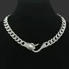 Colar feminino curto tendência corrente cubana lisa joias moda estilo ins colar tridimensional cabeça de cobra diamante acessórios