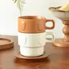 Tazas apilables de cerámica con relieve personalizado, tazas de café minimalistas, pequeños regalos de estilo nórdico, alto atractivo estético, transfronterizo