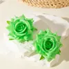 Brincos de Flor Rosa Simulada Transfronteiriços Europeus e Americanos, Brincos de Flor Dopamina de Poliéster Modernos e Elegantes