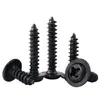 Tornillos de Hierro Negro en Stock Pwa Cabeza Pan Tornillos Autorroscantes M1.2-M5 Phillips Cabeza Redonda Tornillos Autorroscantes con Arandela