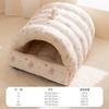 Casinha para Animais de Estimação para Cães Pequenos, Ninho Curvo em Forma de Casa com Almofada Espessa, Ninho com Proteção para o Pescoço, Cama para Cachorro, Portátil, Ninho Espesso para Inverno