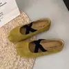 Zapatos Mary Jane para mujer con punta redonda, corte bajo, aumento interno de altura de 3 cm, suela plana, correas cruzadas, zapatos de ballet vintage de suela blanda