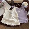 Niña Usa Chaleco de Moda 2026 Verano Nuevo Estilo Camiseta de Seda Hielo para Niñas Dulce Sin Mangas Delgado Encaje Superior