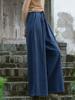 Pantalones Casuales de Pierna Ancha Lavados con Arena de Ramio Otoño 2026 para Mujer, Corte Holgado, Versátiles, Adelgazantes, Pantalones de Pierna Ancha con Caída de Algodón y Lino