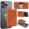 Adecuado para Apple Samsung Huawei Xiaomi Magsafe Color Sólido Magnético Multifuncional Cartera Retro Plegable Soporte para Tarjetas