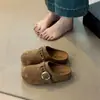 Estilo Old Money Clogs de Cuero Suave Birkenmuller Suela Suave Antideslizante Slip-On Marrón Retro Versátil Para Ir al Trabajo Persona Perezosa Punta Cerrada Medio Zapato