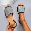 2026 Comércio Exterior Transfronteiriço Exportação Estilo Europeu e Americano Strass Boca de Peixe Estiloso Temperamento da Moda Slip-on Leve Bico Aberto Feminino