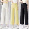 Pantalones de pierna ancha adelgazantes de cintura alta de moda de verano 2026 para mujer, pantalones casuales fluidos sin planchar que ocultan las caderas, pantalones cortos