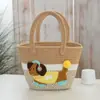 2026 Bolsa de Palha Tecida Desenho Animado Bolsa de Mão Grande Capacidade Bolsa Tecida Bolsa Tote Feminina Bolsa de Praia para Férias na Costa Verão