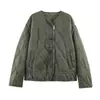 Comércio Exterior Roupas Femininas Inverno Novo Estilo Europeu e Americano Simples e Versátil Gola Redonda Manga Longa Zíper Jaqueta de Algodão