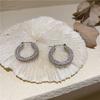 Brincos com Zircônias Microincrustadas em Círculos Geométricos, Estilo Minimalista, Personalidade Única, Brincos da Moda com Círculos Geométricos