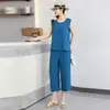 Traje Nuevo de Algodón y Seda para Mujer 2026, Moda de Verano, Rejuvenecedor, Atuendo Elegante para Mamá, Pijama sin Mangas, Conjunto de Dos Piezas para Estar en Casa