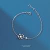 Pulsera de Plata de Ley con Piedra Lunar de Planeta 2022 Nueva para Mujer Estilo Coreano Versátil Diseño Simple de Nicho Pulsera Distintiva para Novia